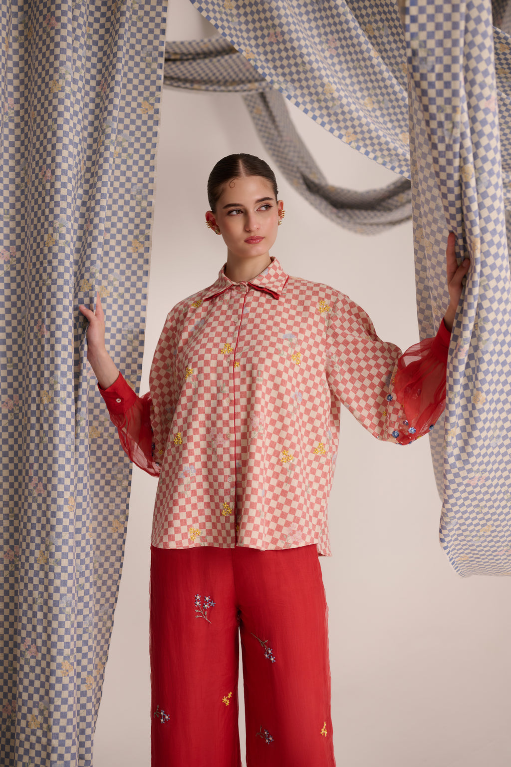 Bloom Cuff Shirt Red