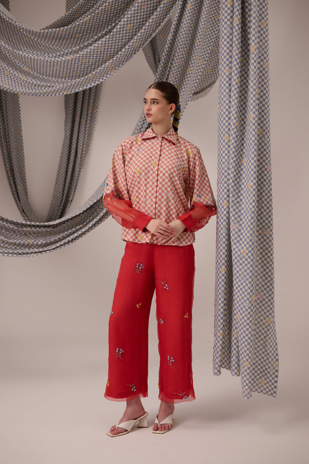 Bloom Cuff Shirt Red