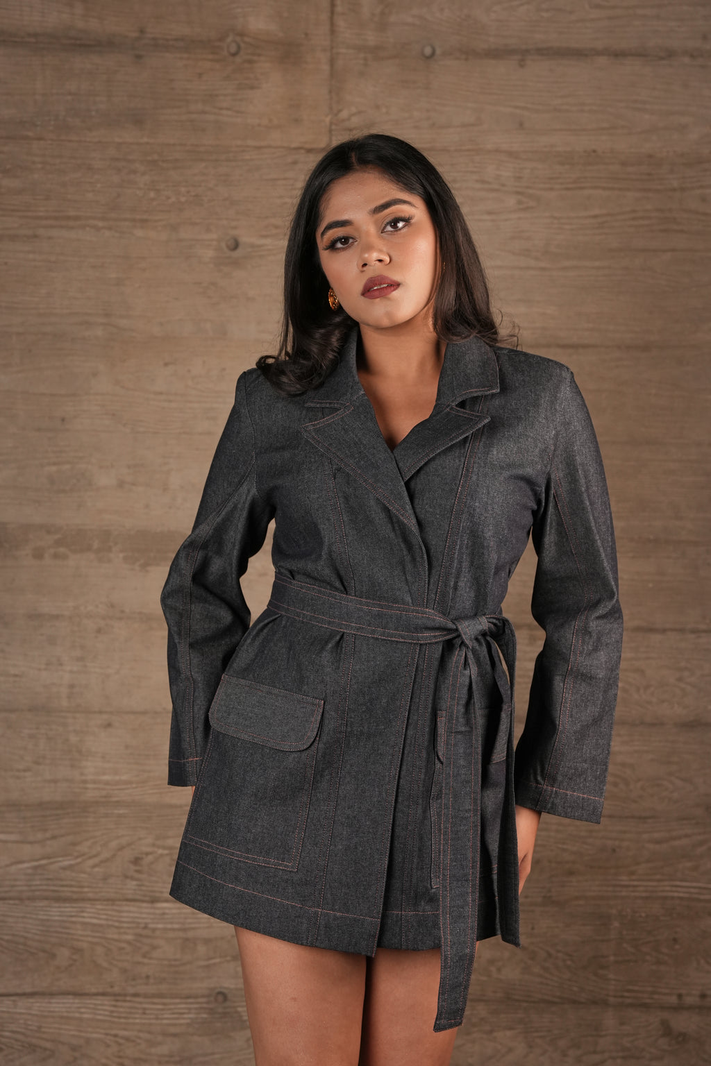 Basic Denim Trench Coat
