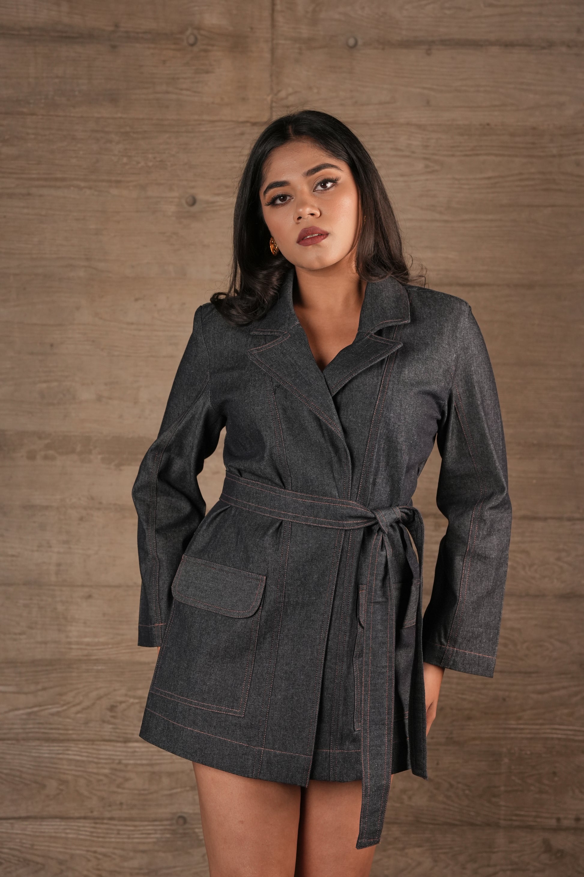 Basic Denim Trench Coat