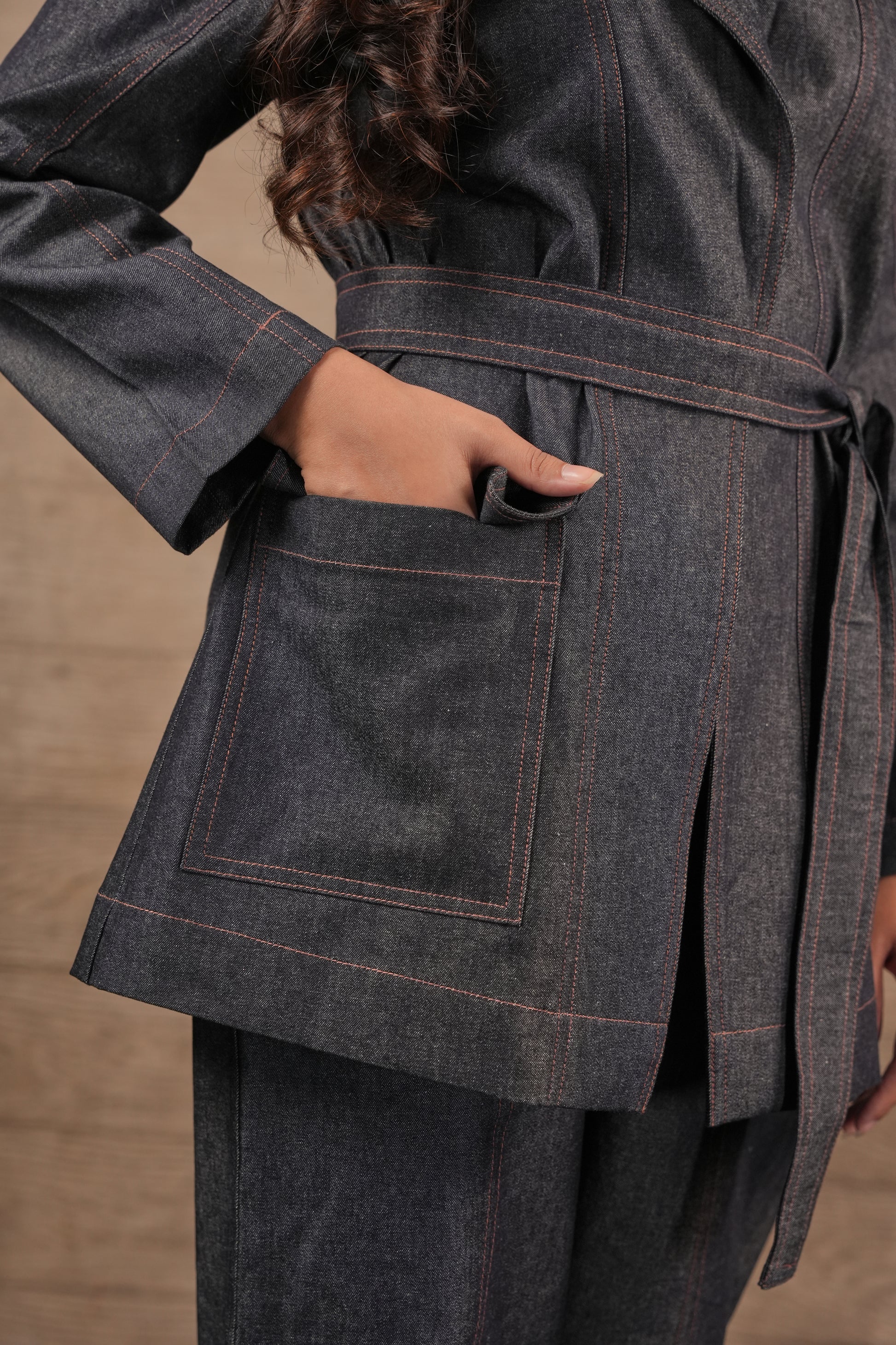 Basic Denim Trench Coat