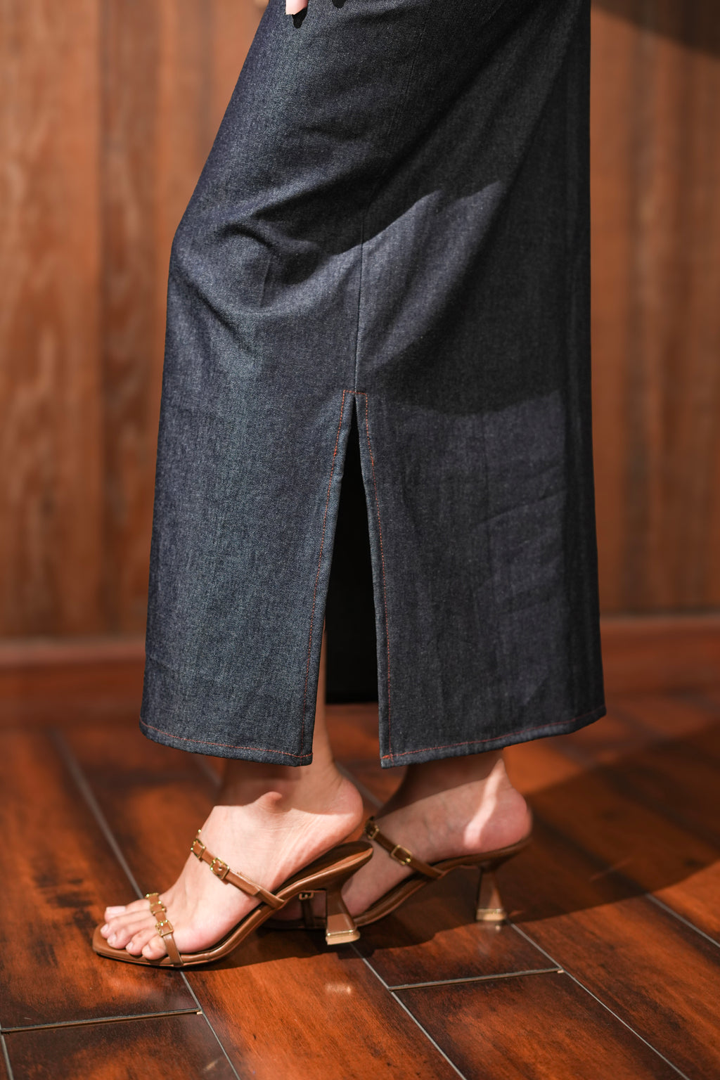 Straight denim skirt