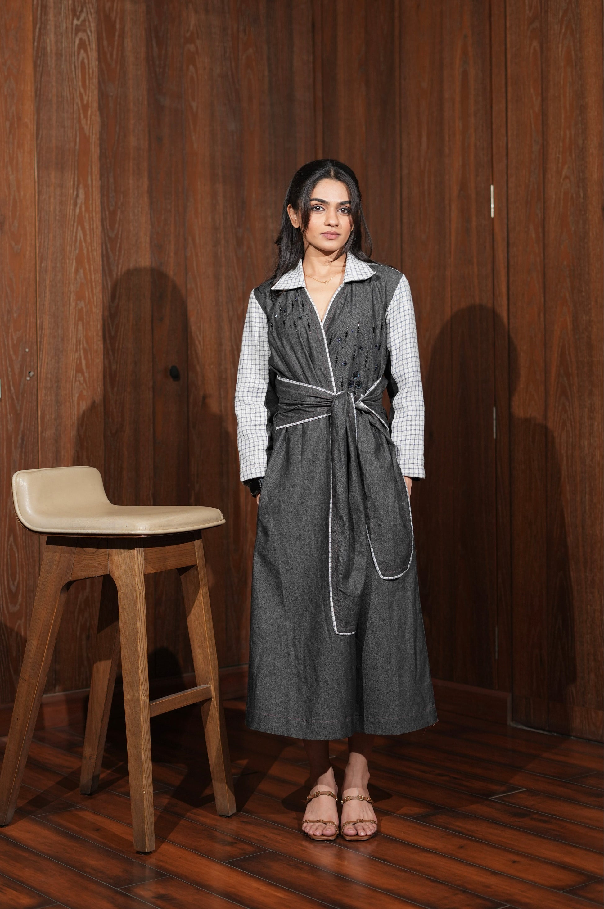Checkered Trench Dress