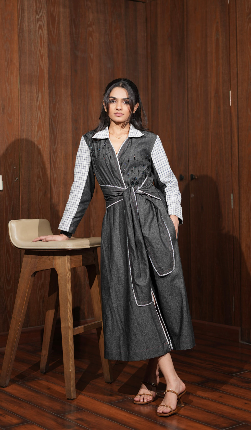 Checkered Trench Dress