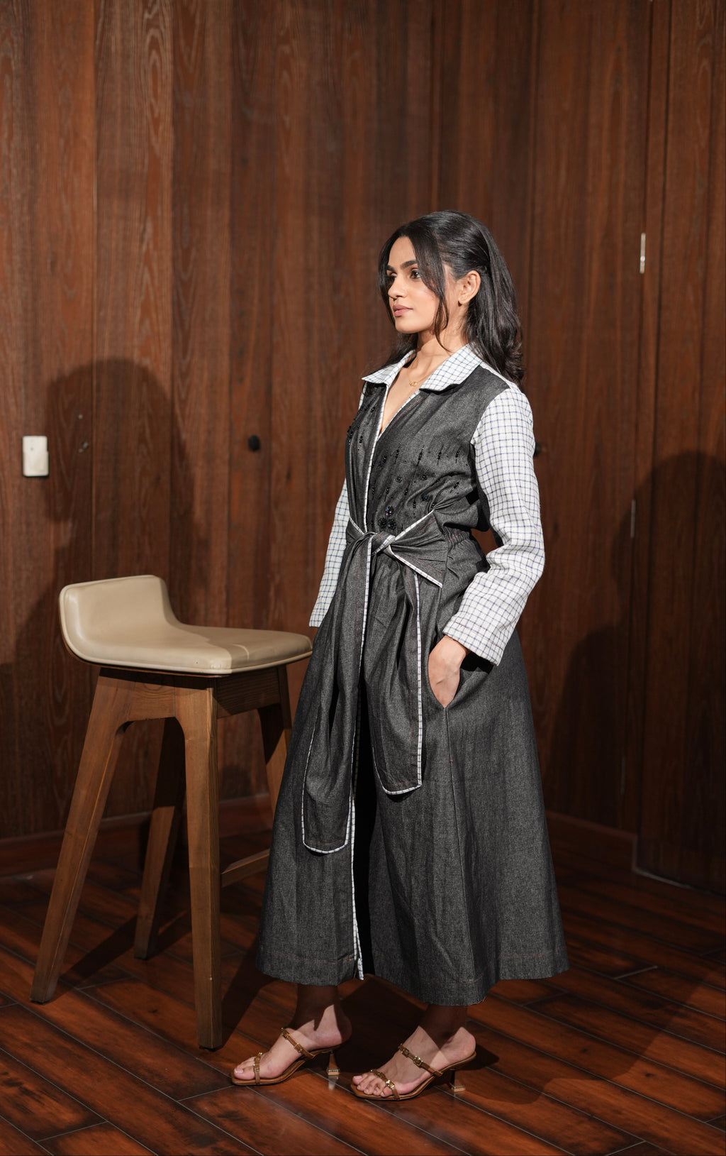 Checkered Trench Dress